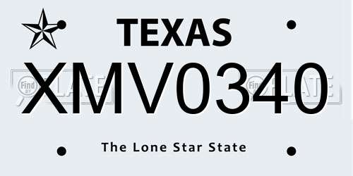 XMV0340 Texas License Plate