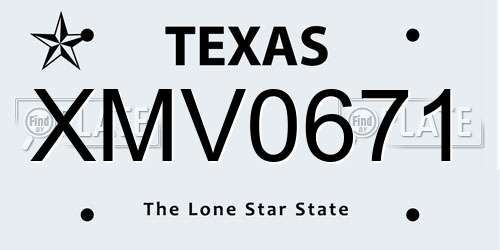 XMV0671 Texas License Plate