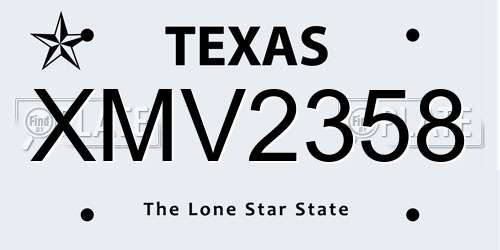 XMV2358 Texas License Plate
