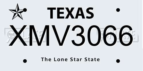 XMV3066 Texas License Plate