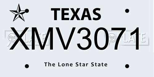 XMV3071 Texas License Plate