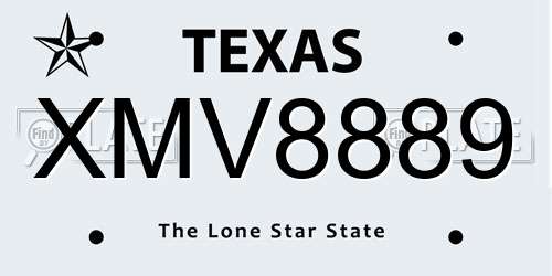 XMV8889 Texas License Plate