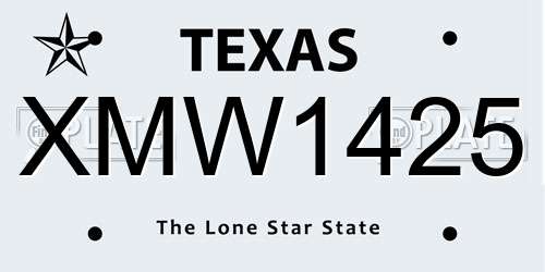 XMW1425 Texas License Plate