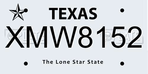 XMW8152 Texas License Plate