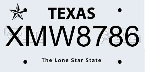 XMW8786 Texas License Plate