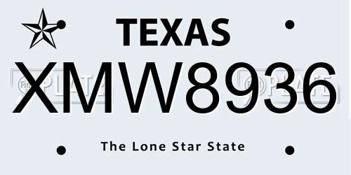 XMW8936 Texas License Plate