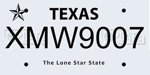 XMW9007 Texas License Plate