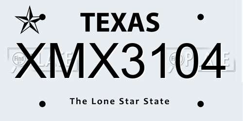 XMX3104 Texas License Plate