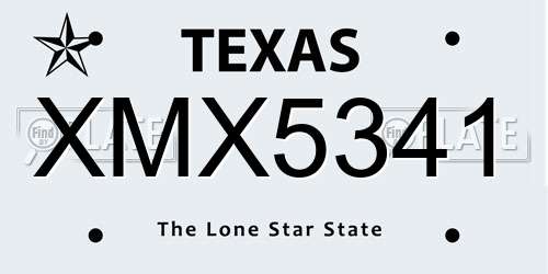 XMX5341 Texas License Plate