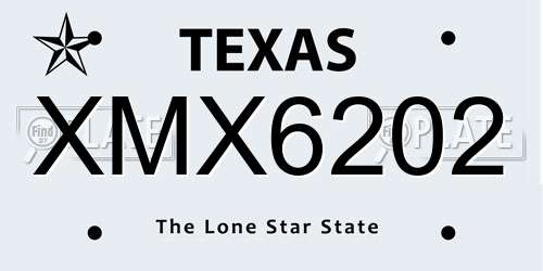 XMX6202 Texas License Plate