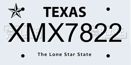 XMX7822 Texas License Plate