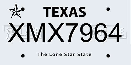 XMX7964 Texas License Plate