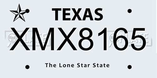 XMX8165 Texas License Plate