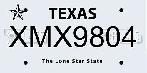 XMX9804 Texas License Plate
