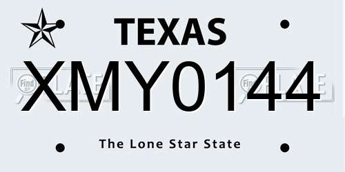 XMY0144 Texas License Plate