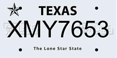 XMY7653 license plate in TX state