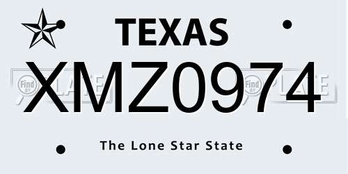 XMZ0974 Texas License Plate
