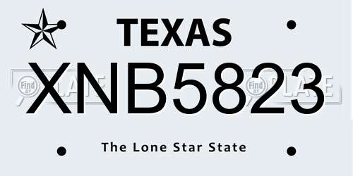 XNB5823 Texas License Plate