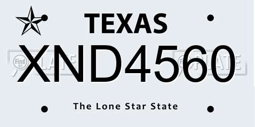 XND4560 Texas License Plate