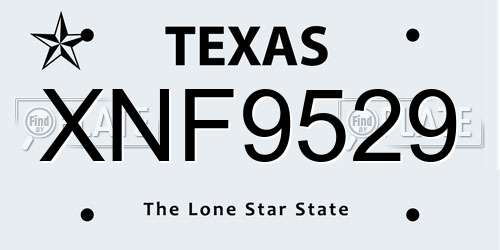 XNF9529 Texas License Plate