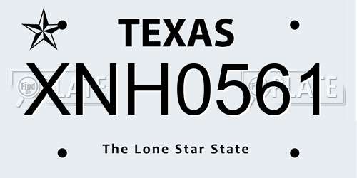 XNH0561 Texas License Plate