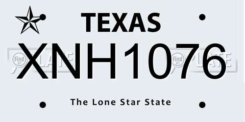 XNH1076 Texas License Plate