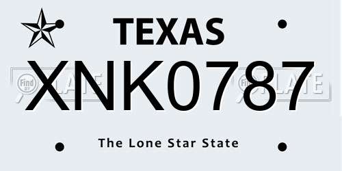 XNK0787 Texas License Plate