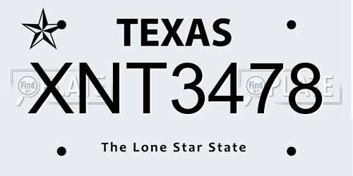 XNT3478 Texas License Plate