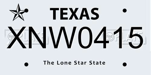 XNW0415 Texas License Plate