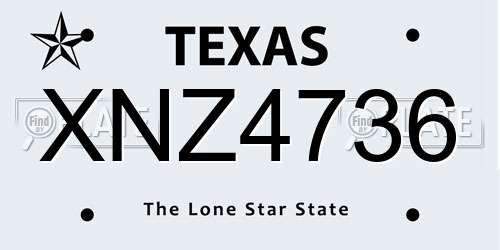 XNZ4736 Texas License Plate
