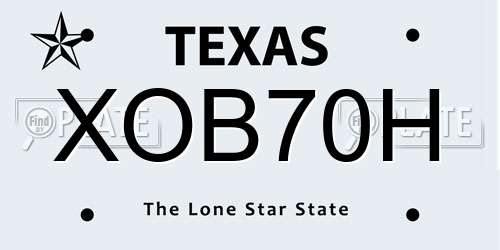 XOB70H Texas License Plate