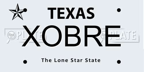 XOBRE Texas License Plate
