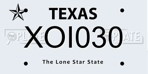 XOI030 Texas License Plate
