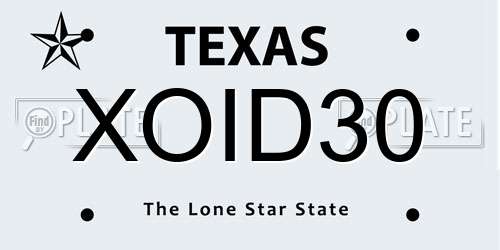 XOID30 Texas License Plate