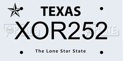 XOR252 Texas License Plate