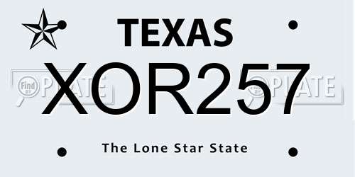 XOR257 Texas License Plate