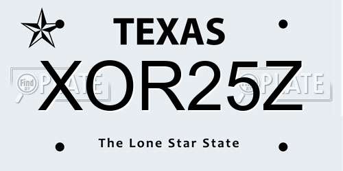 XOR25Z Texas License Plate