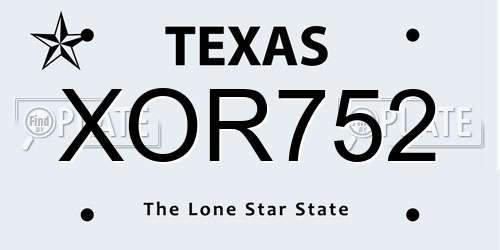 XOR752 Texas License Plate