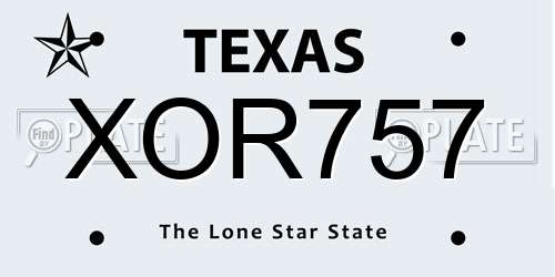 XOR757 Texas License Plate
