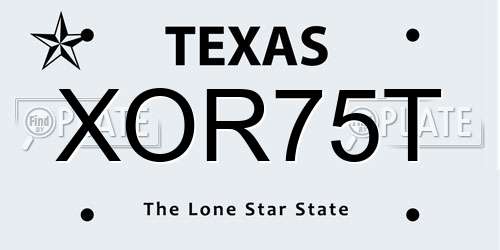 XOR75T Texas License Plate