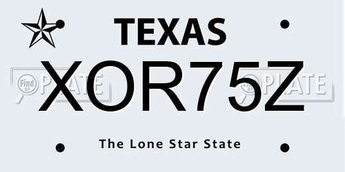 XOR75Z Texas License Plate
