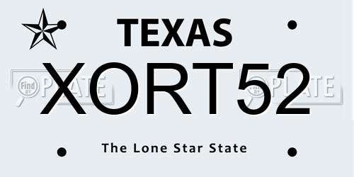XORT52 Texas License Plate