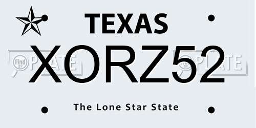 XORZ52 Texas License Plate