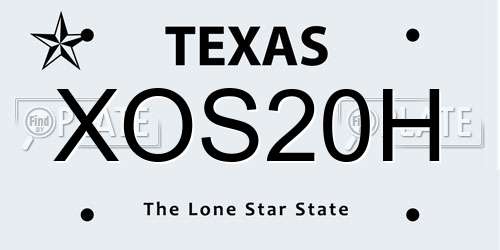 XOS20H Texas License Plate