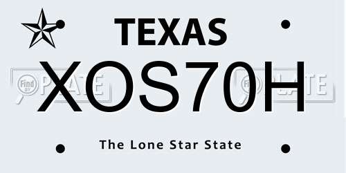 XOS70H Texas License Plate