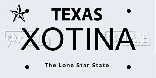XOTINA Texas License Plate