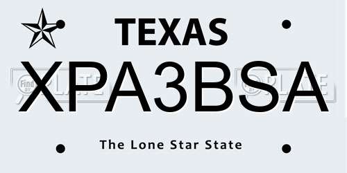 XPA3BSA Texas License Plate