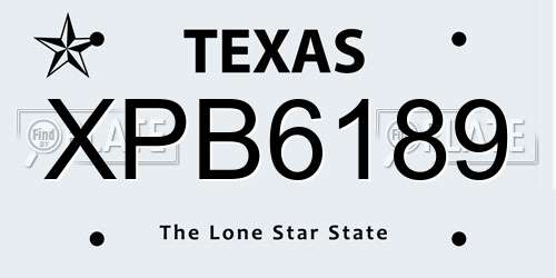 XPB6189 Texas License Plate