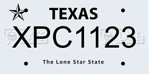 XPC1123 Texas License Plate