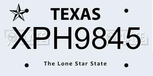 XPH9845 Texas License Plate